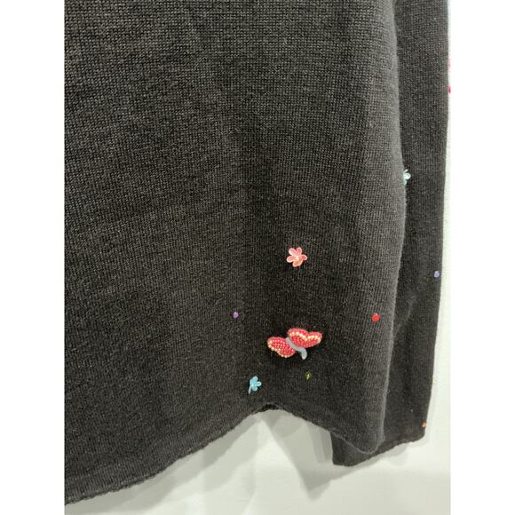 Vintage Emma Tricot Womens Y2K Fairy Sweater Cardigan S Beaded Butterfly Flower - Picture 7 of 7